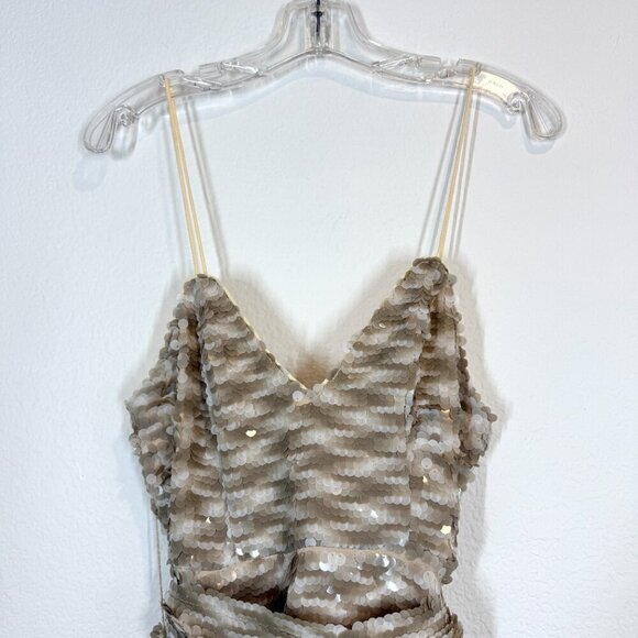 Sequin Dress Tan Cream Cocktail Semi Formal XS - Picture 6 of 11